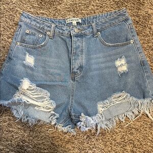 Signature Blue Distressed Denim Shorts 4